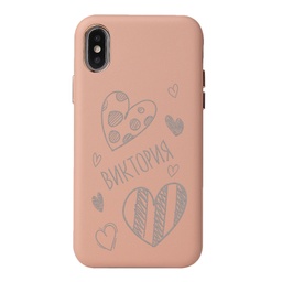 [P0002-8] Кожен CASE за iPhone с лазерно гравиране - Сърца с ИМЕ