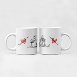 [099239-2] Комплект керамични чаши за двама - Love story