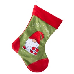 [091211-5] Зелен Коледен чорап с елф /Merry Christmas/