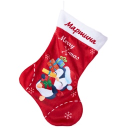 [0091211-4] Коледен чорап с пингвин /Merry Christmas/ с Надпис