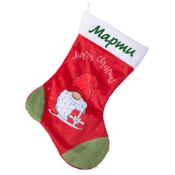 [0091211-6] Червен Коледен чорап с елф /Merry Christmas/ с Надпис