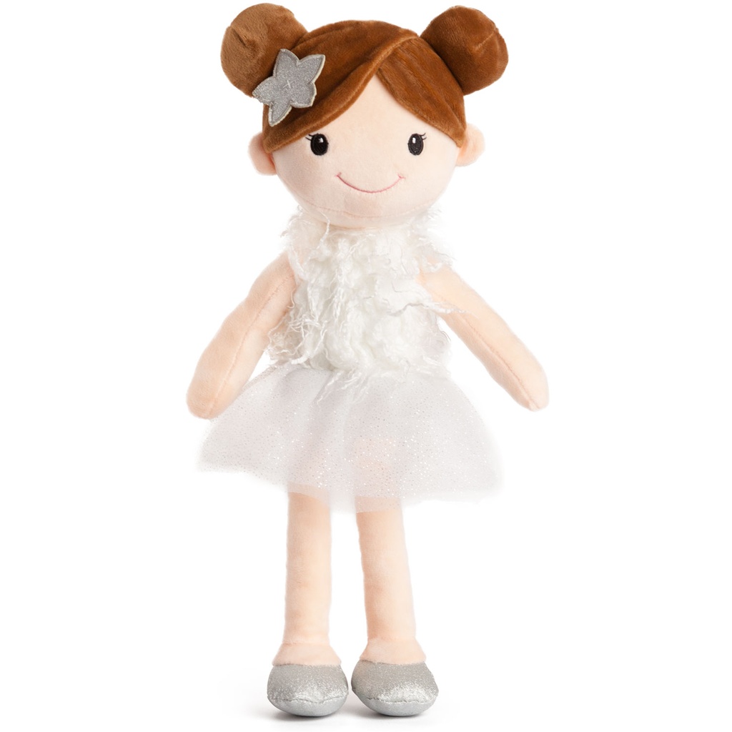 Плюшена кукла с рокля - 4 цвята - 42cm - Бял
