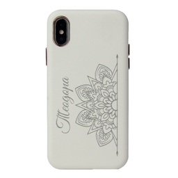 [P0002-10] Кожен CASE за iPhone с лазерно гравиране - Цветя с ИМЕ